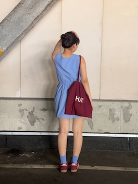 「アイテム（バッグ、レッド系）」を使った、あ い のさん（レディース・160cm）の夏コーディネート