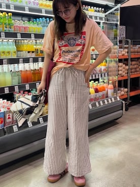 「アイテム（バッグ、レッド系）」を使った、あ い のさん（レディース・160cm）の夏コーディネート