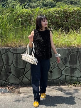 「Onitsuka Tiger（オニツカタイガー）のMEXICO 66 / メキシコ 66（スニーカー、イエロー系）」を使った、あ い のさん（レディース・160cm）の夏コーディネート