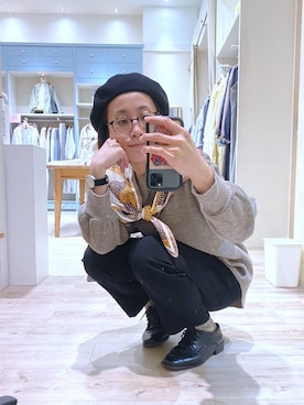 「クリップDAYS_studio CLIP」｜「アイテム（ハンチング/ベレー帽）」を使った、えまこさん（レディース・159cm）の春コーディネート