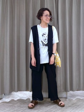 「アイテム（ベスト）」を使った、えまこさん（レディース・159cm）の夏コーディネート