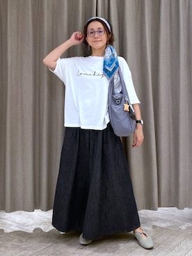 「アイテム（ポーチ）」を使った、えまこさん（レディース・159cm）の夏コーディネート