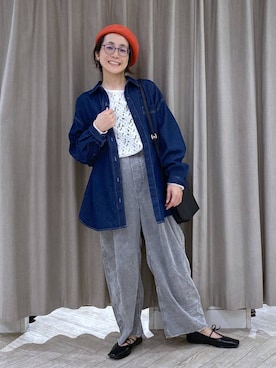 「アイテム（ハンチング/ベレー帽）」を使った、えまこさん（レディース・159cm）の秋コーディネート