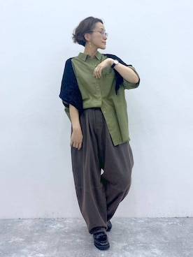 「アイテム（ストール/ショール）」を使った、えまこさん（レディース・159cm）の夏コーディネート