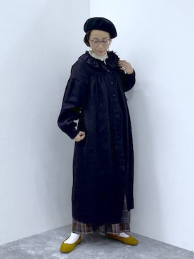 「ウエストゴム」｜「アイテム（ワンピース/ドレス）」を使った、えまこさん（レディース・159cm）の秋コーディネート