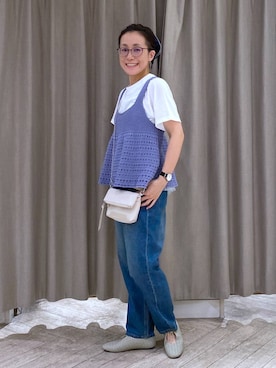 「アイテム（シュシュ）」を使った、えまこさん（レディース・159cm）の夏コーディネート