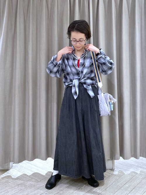 セール】タックデニムスカーチョ[プチ・プラスサイズあり]《CLIP denim