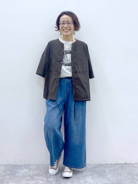 「studio CLIP（スタディオクリップ）のアイテム」を使った、えまこさん（レディース・159cm）の夏コーディネート