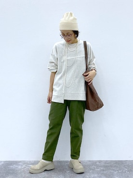 「LOWRYS FARM（ローリーズファーム）のパールタレンネックレス　249411（ネックレス）」を使った、えまこさん（レディース・159cm）の秋コーディネート