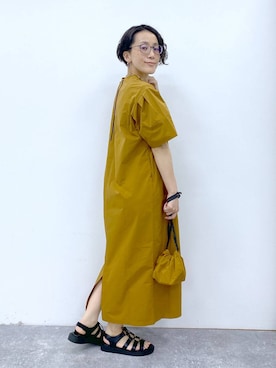 「アイテム（ワンピース/ドレス、イエロー系）」を使った、えまこさん（レディース・159cm）の夏コーディネート