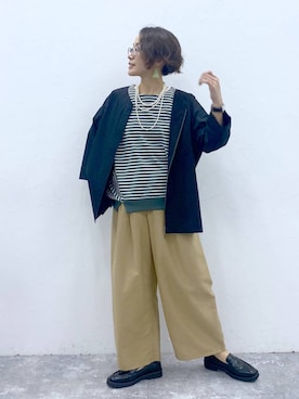 「LOWRYS FARM（ローリーズファーム）のパールタレンネックレス　249411（ネックレス）」を使った、えまこさん（レディース・159cm）の夏コーディネート