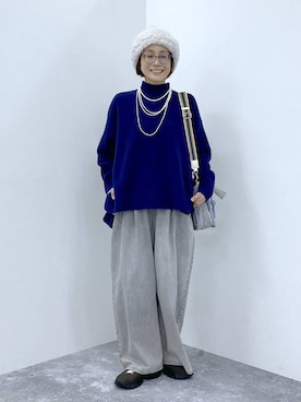 「LOWRYS FARM（ローリーズファーム）のパールタレンネックレス　249411（ネックレス）」を使った、えまこさん（レディース・159cm）の秋コーディネート