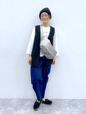 「アイテム（モカシン/デッキシューズ）」を使った、えまこさん（レディース・159cm）の冬コーディネート