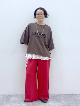 「アイテム（付け襟）」を使った、えまこさん（レディース・159cm）の夏コーディネート