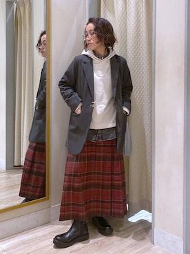 「クリップデニム_studio CLIP」｜「アイテム（スウェット）」を使った、えまこさん（レディース・159cm）の秋コーディネート