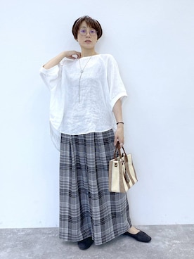 「HARE（ハレ）の【MADE IN JAPAN】メタルループタイ(HARE)（ネックレス、シルバー系）」を使った、えまこさん（レディース・159cm）の夏コーディネート