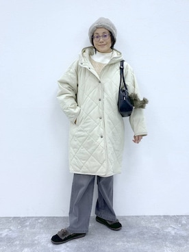 「アイテム（モカシン/デッキシューズ）」を使った、えまこさん（レディース・159cm）の秋コーディネート