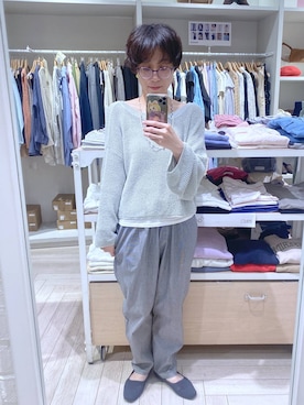 「WING（ウイング）のWingコラボ/Fffit エフィット/カップ付きキャミ/291149（キャミソール、ホワイト系）」を使った、えまこさん（レディース・159cm）の春コーディネート