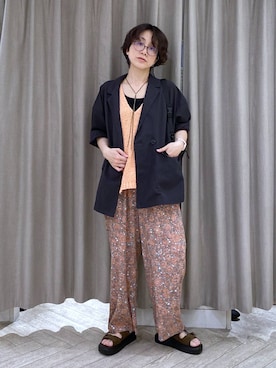 「WING（ウイング）のWingコラボ/Fffit エフィット/カップ付きタンク/291148（タンクトップ、ブラック系）」を使った、えまこさん（レディース・159cm）の春コーディネート