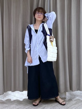 「アイテム（チャーム）」を使った、えまこさん（レディース・159cm）の夏コーディネート