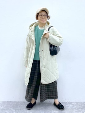 「アイテム（モカシン/デッキシューズ）」を使った、えまこさん（レディース・159cm）の秋コーディネート