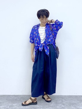 「studio CLIP（スタディオクリップ）の軽らくスポーツサンダル（サンダル、ブラウン系）」を使った、えまこさん（レディース・159cm）の春コーディネート