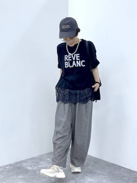 「studio CLIP（スタディオクリップ）のアイテム（キャップ）」を使った、えまこさん（レディース・159cm）の春コーディネート