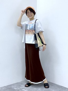 「studio CLIP（スタディオクリップ）のアイテム（キャップ）」を使った、えまこさん（レディース・159cm）の春コーディネート