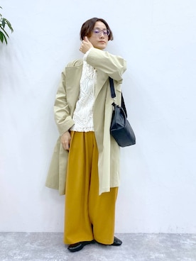 「クリップスタッフ_studio CLIP」｜「アイテム（トレンチコート）」を使った、えまこさん（レディース・159cm）の冬コーディネート