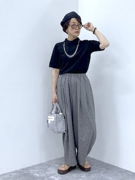 「アイテム（帽子）」を使った、えまこさん（レディース・159cm）の春コーディネート