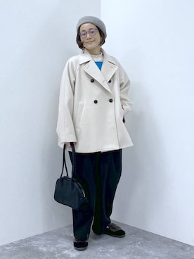 「アイテム（モカシン/デッキシューズ）」を使った、えまこさん（レディース・159cm）の秋コーディネート