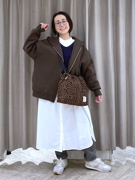 「アイテム（シャツワンピース）」を使った、えまこさん（レディース・159cm）の冬コーディネート