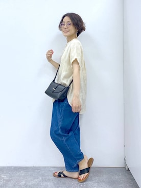 「studio CLIP（スタディオクリップ）のトングサンダル（サンダル）」を使った、えまこさん（レディース・159cm）の夏コーディネート
