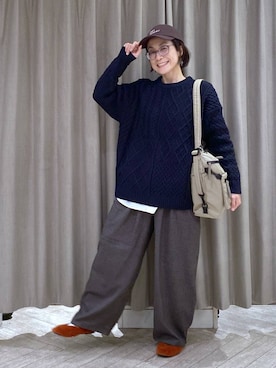 「studio CLIP（スタディオクリップ）のアイテム（バッグ）」を使った、えまこさん（レディース・159cm）の冬コーディネート