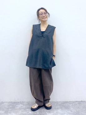 「ウエストゴム」｜「アイテム（ワンピース/ドレス）」を使った、えまこさん（レディース・159cm）の夏コーディネート