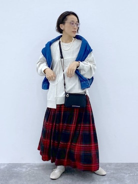 「LOWRYS FARM（ローリーズファーム）のパールタレンネックレス　249411（ネックレス）」を使った、えまこさん（レディース・159cm）の秋コーディネート