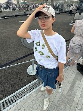 「GU（ジーユー）のアイテム（デニムスカート）」を使った、a.kさん（レディース・165cm）の秋コーディネート