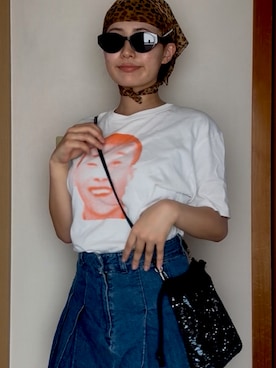 「GU（ジーユー）のアイテム（デニムスカート）」を使った、a.kさん（レディース・165cm）の夏コーディネート