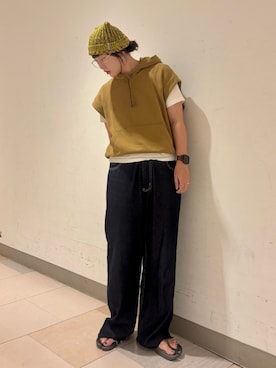 「アイテム（ニットキャップ/ビーニー）」を使った、まるさん（レディース・165cm）の夏コーディネート