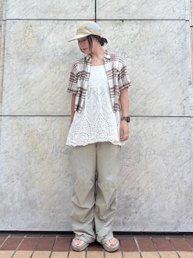 「アウトドアミックス」｜まるさん（レディース・165cm）の夏コーディネート