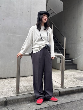 「アイテム（ハンチング/ベレー帽）」を使った、まるさん（レディース・165cm）の秋コーディネート