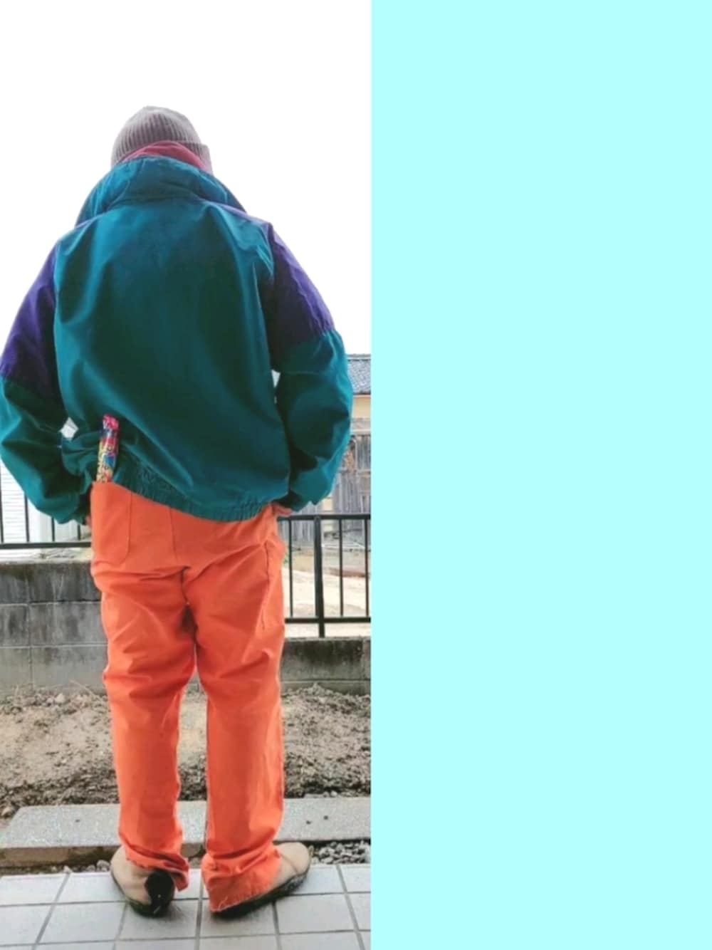 「Columbia、dubFACTORY、Mark'sWork Wearhouse、450、ギルダンＴシャツ、BVD、PUMA、エアモック、NIKE、nike acg、ガーデニング、3時のおやつ、どでかばー、90'sスタイル、ストリート」｜「NIKEのNIKE　エアモック　（スニーカー、ブラウン系）」を使った、Neggyさん（メンズ・165cm）の冬コーディネートの1枚目の写真