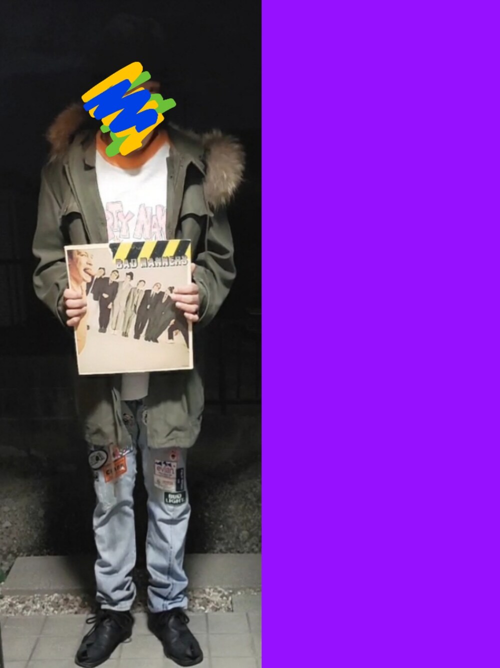 「モッズコート、古着MIX、古着、ブーツ、デザインブーツ、APC、APC surplus、APCsurplus×Xulybet、エロT、ファー、ハット、バッドマナーズ、hideandseek」｜「HIDE AND SEEKのアイテム（ハット、ブラック系）」を使った、Neggyさん（メンズ・165cm）の冬コーディネートの2枚目の写真