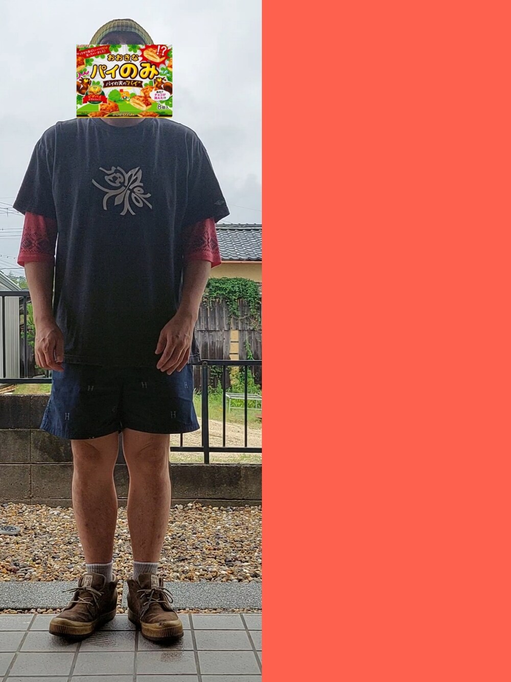 「蓄光、蓄光Tシャツ、カラフルニット帽、短パン、ハーフパンツ、夏コーデ、BOKS、90s、y2k」｜「John Deereのアイテム（ニットキャップ/ビーニー、イエロー系）」を使った、Neggyさん（メンズ・165cm）の夏コーディネートの1枚目の写真