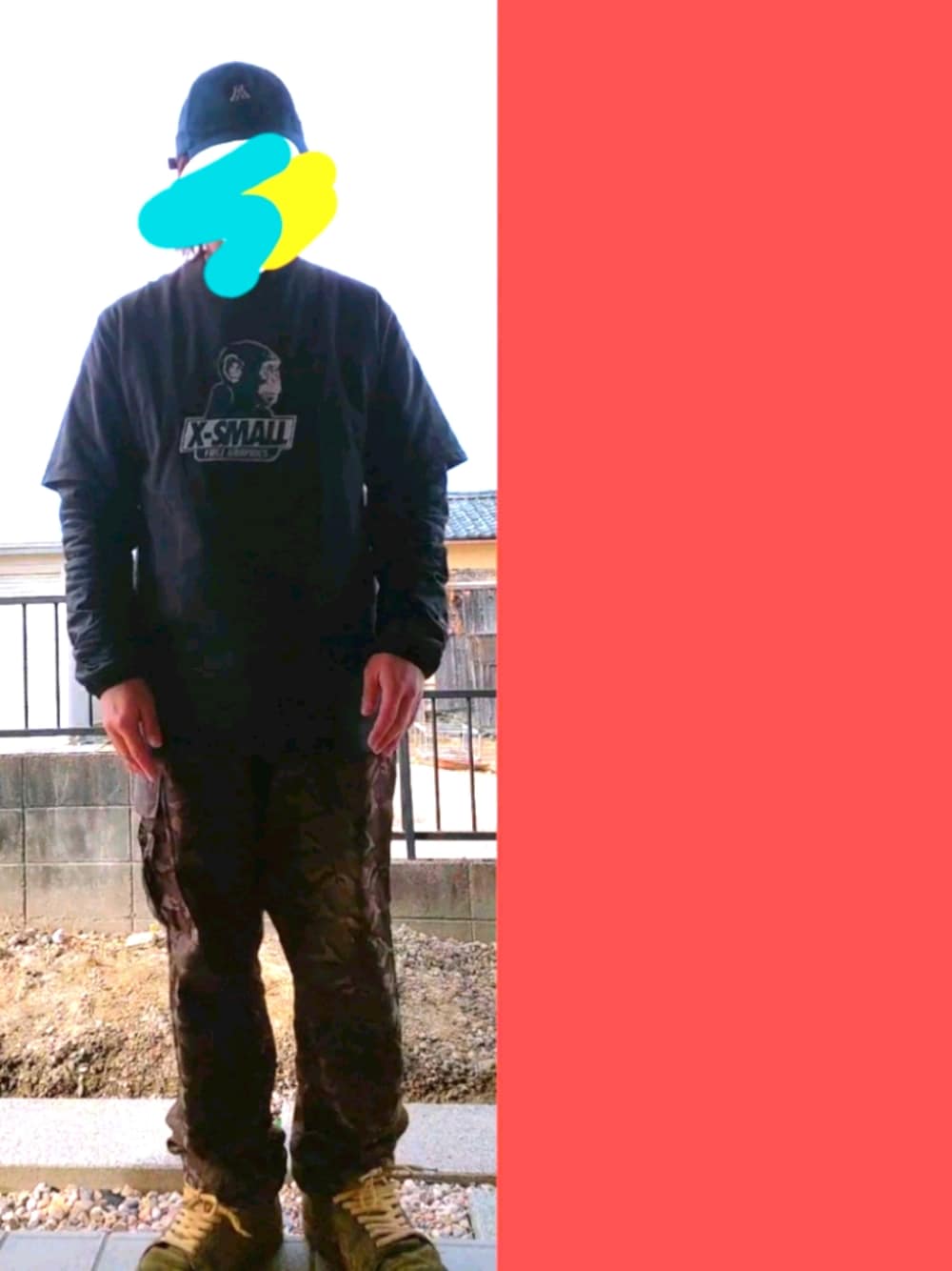 「alpha、FACT、UNIQLO、チャンピオン、サブミッション、アイパス、i-path bigfootモデル、キルティングジャケット、サーマル、90s、FUCT X-LARGEパロディー、パロディーTシャツ、寒さ対策、ストリート、スケシュー」｜「Championのアイテム（キャップ、ブルー系）」を使った、Neggyさん（メンズ・165cm）の冬コーディネートの1枚目の写真