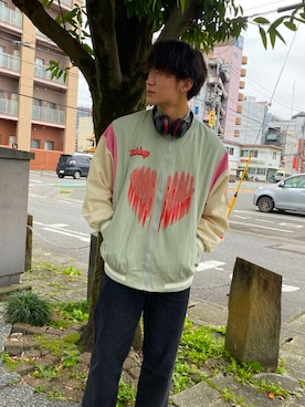 「ヘッドホン」｜「アイテム（スタジャン）」を使った、shunsenchuanさん（メンズ・180cm）の秋コーディネート
