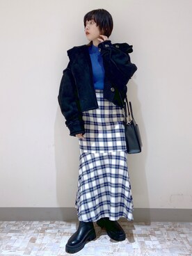 「Heather（ヘザー）のアイテム（ムートンコート）」を使った、どんちゃんさん（レディース・152cm）の秋コーディネート