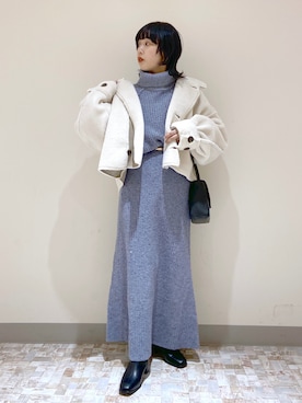 「Heather（ヘザー）のアイテム（ムートンコート）」を使った、どんちゃんさん（レディース・152cm）の秋コーディネート