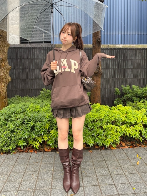 「Amly City(アンリーシティ)のフェイクレザーリボンバック(ハンドバッグ)」を使った、りなてぃさん(レディース・150cm)の秋コーディネート