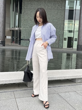 「ストライプシャツ」｜りなてぃさん（レディース・150cm）の春コーディネート